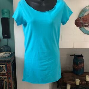 LF STORES EMMA & SAM TURQUOISE COTTON TEE DRESS L